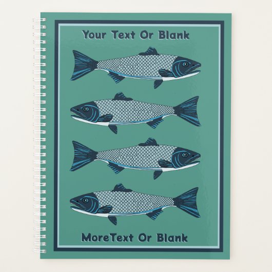 Blauwe Folk Art Forel/Zalm Planner (Voorkant)