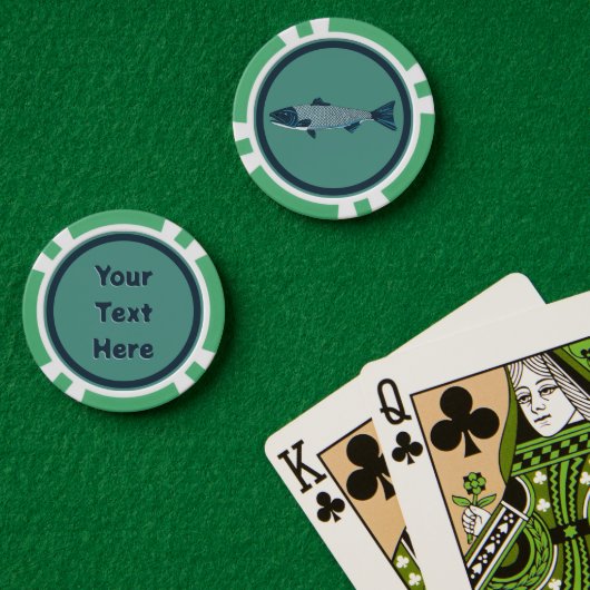 Blauwe Folk Art Forel/Zalm Poker Chips (Pokertafel (Dubbel))