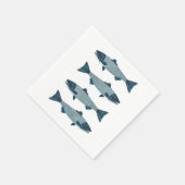 Blauwe Folk Art Forel/Zalm Servet (Hoek)