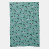 Blauwe Folk Art Forel/Zalm Theedoek (Verticaal)