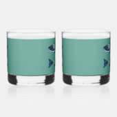 Blauwe Folk Art Forel/Zalm Whisky Glas (Rechts)