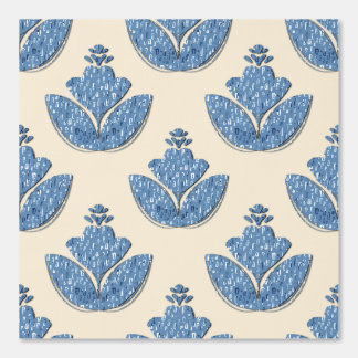 Blauwe folk bloemenpatroon |  Wallpa Behang