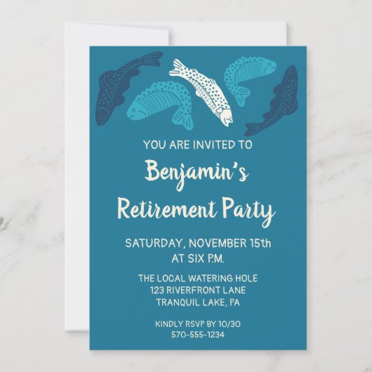 Blauwe Forel Vis Maatwerk Pensioenfeestje Kaart (Voorkant)