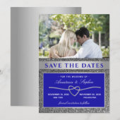 Blauwe Foto Bruiloft Save The Date (Voorkant / Achterkant)