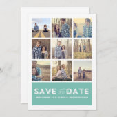 Blauwe Foto Raster Save The Date Aankondigingen (Voorkant / Achterkant)