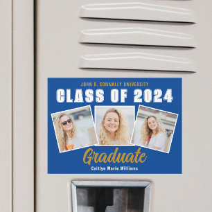 Blauwe Fotocollage Klasse van 2024 Afstuderen Magn