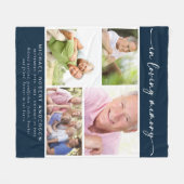 Blauwe foto's Liefdevolle Geheugenherinnering Keep Fleece Deken (Voorkant (Horizontaal))