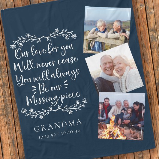 Blauwe foto's Memorial Keepsake Fleece Deken