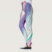 Blauwe framboos abstracte leggings (Links)