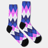 Blauwe framboos, roze en witte argyle sokken (Rechts)