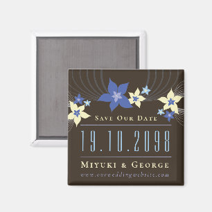 Blauwe Frangipani Strand Bruiloft Save The Date Ma Magneet