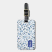 Blauwe Franse bloemen Bagagelabel (Voorkant verticaal)