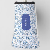 Blauwe Franse bloemen Golfheadcover (Draai 90)