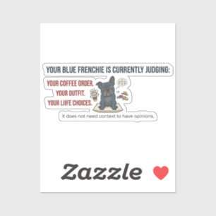 Blauwe Franse Bulldog Oordelende Grappige Hond Moe Sticker