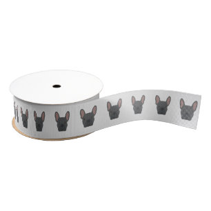 Blauwe Franse bulledog Grosgrain Ribbon Lint