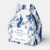 Blauwe Franse Chinoiserie Peacock bruiloft Bedankdoosjes (Achterkant)