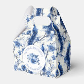 Blauwe Franse Chinoiserie Peacock bruiloft Bedankdoosjes (Voorkant Zijde)