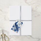 Blauwe Franse Chinoiserie Waterverf Pauw Cadeaulabel (Met Touw)