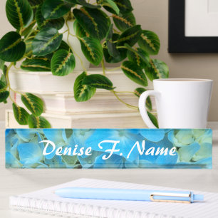 Blauwe Franse Hortensia Gepersonaliseerde Bloemen Naambordje