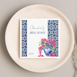 Blauwe Franse Tegels Bougainvillea bruidsdouche Servet