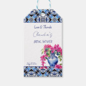 Blauwe Franse Tegels Bougainvillea dank u gunst Cadeaulabel (Voorkant)