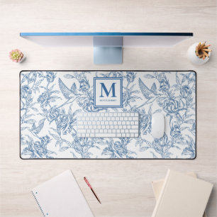Blauwe Franse Toile Monogramnaam Bureaumat