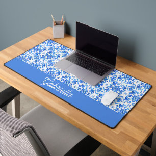 Blauwe Franse Toile-patroonnaam Bureaumat