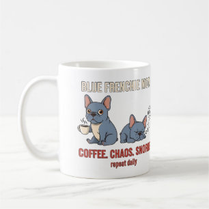 Blauwe Frenchie Moeder Koffie Chaos Snurkgestalte Koffiemok