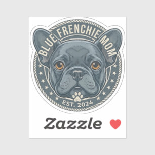 Blauwe Frenchie Moeder Vintage Franse Bulldog Ontw Sticker