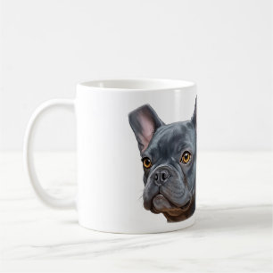 Blauwe Frenchie Portret Schilderachtige Sticker Koffiemok