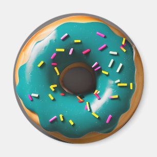 Blauwe Frosted Donut met Sprinkles Magneet