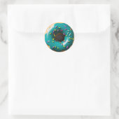 Blauwe Frosted Donut met Sprinkles Ronde Sticker (Tas)