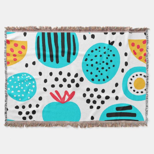 Blauwe fruitpatronen Kunst schilderen. Nu kopen Deken (Voorkant)