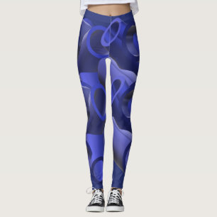 Blauwe futuristische pijp patroon kunst leggings