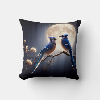 Blauwe Gaai Fluistering – Rustgevende Bosvogelkuns Kussen