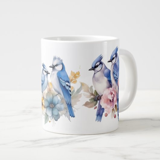 Blauwe Gaai Groet Extra Grote Beker (Voorkant rechts)