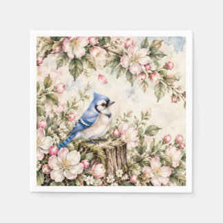 Blauwe gaai papieren bord servet