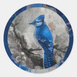 Blauwe gaai sticker (blauw ontwerp)
