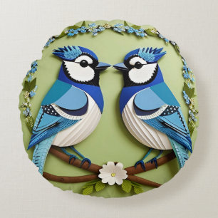 🕊️ Blauwe Gaai Vogel Natuur Stijl Huis Decoratie Rond Kussen