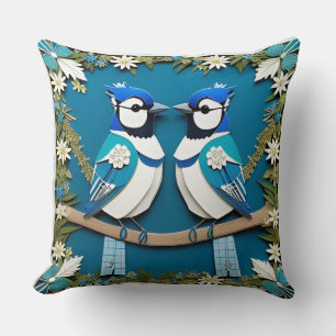 🌿 Blauwe Gaai Vogel Wilde Natuur Huis Decoratie Kussen