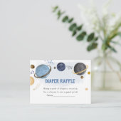 Blauwe galaxy Space Baby shower Diaper Raffle Informatiekaartje (Staand voorkant)