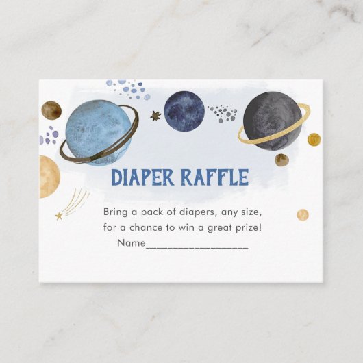 Blauwe galaxy Space Baby shower Diaper Raffle Informatiekaartje (Voorkant)
