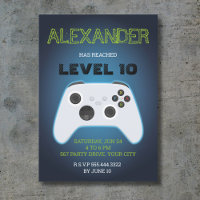 Blauwe gamer verjaardagsuitnodiging