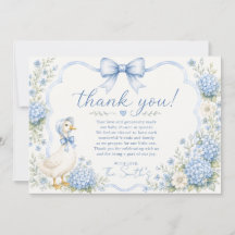 Blauwe Gans Baby Shower Bedankkaart