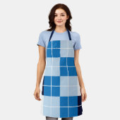 Blauwe geblokte plaid schort (Gedragen)