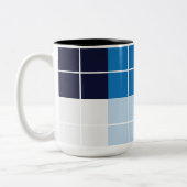 Blauwe geblokte plaid tweekleurige koffiemok (Links)