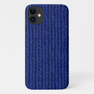 Blauwe gebreide wol dicht bij elkaar iPhone 11 hoesje