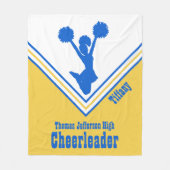 Blauwe Geel en witte Cheerleader Fleece Blanket (Voorkant)