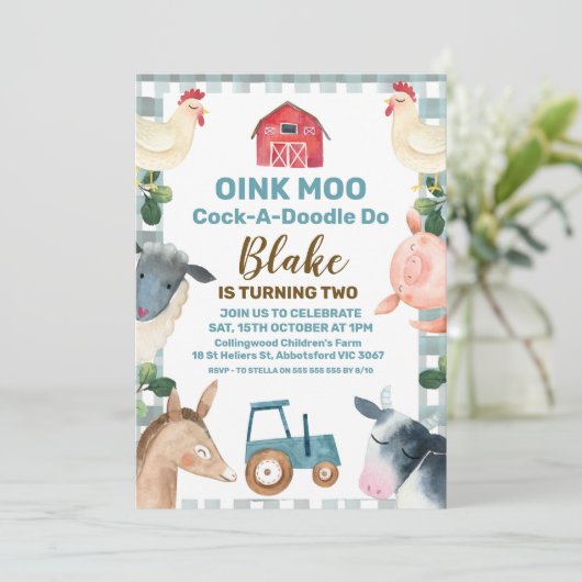 Blauwe gegiste Boerderij en trekkerbaring Kaart (Staand voorkant)