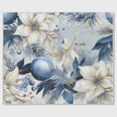 Blauwe  geïnspireerde bloemen cadeaupapier (Vlak)